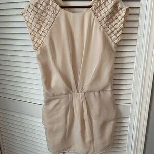 Zara Cream Quilted Shoulder Mini Dress